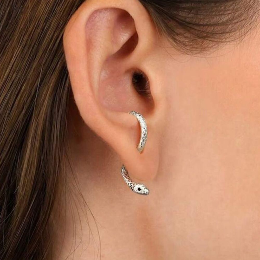 snake silver earrings A758